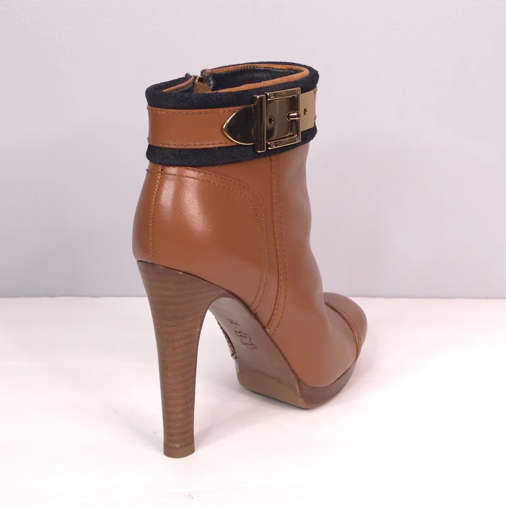 Tory Burch Cognac/Navy Belinda Ankle Bootie - Picture 5 of 12